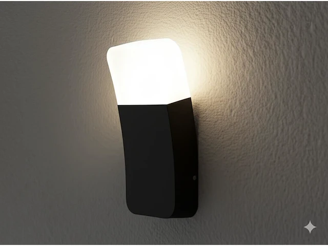 [00724] 9.5w led wall lamp curved sand black warm white waterproof - afbeelding 2 van  7