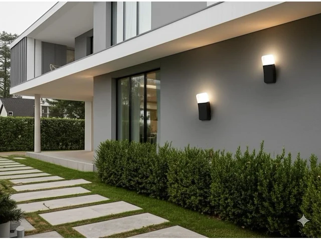 [00724] 9.5w led wall lamp curved sand black warm white waterproof - afbeelding 3 van  7