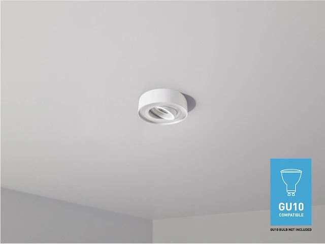 [00841] gu10 recessed fixture, white, tiltable, with lamp holder - afbeelding 2 van  5