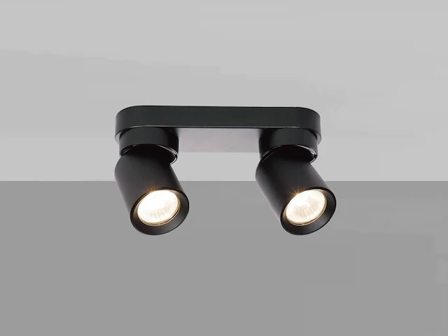 [00953] gu10 surface-mounted spotlight fixture double cylinder sand black rotatable - afbeelding 4 van  6