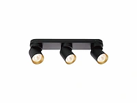 [00958] gu10 surface-mounted spotlight fixture triple cylinder sand black and gold rotatable