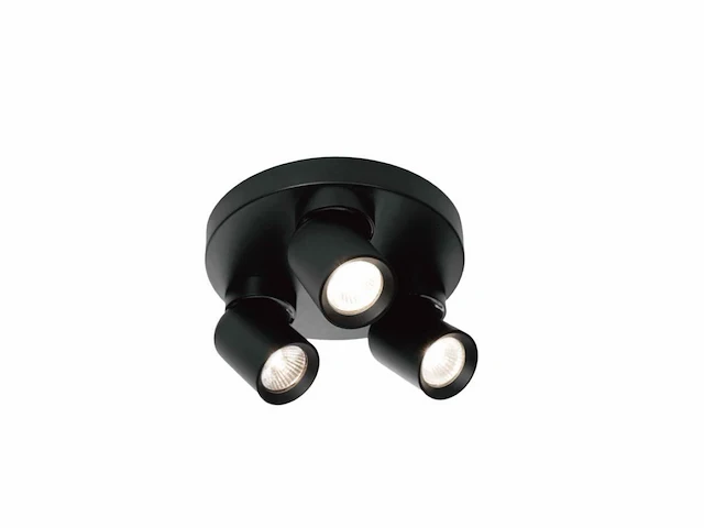 [00961] round gu10 surface-mounted spotlight fixture triple cylinder sand black rotatable - afbeelding 1 van  8