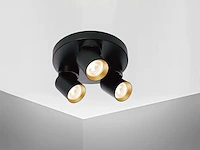[00962] round gu10 surface-mounted spotlight fixture triple cylinder sand black and gold rotatable - afbeelding 6 van  8