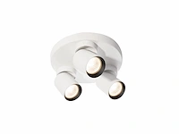 [00964] round gu10 surface-mounted spotlight fixture triple cylinder sand white and black rotatable