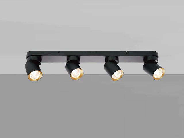 [00966] gu10 surface-mounted spotlight fixture 4 cylinders sand black and gold rotatable - afbeelding 5 van  6