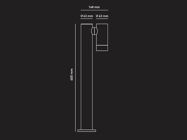 [01081] garden bollard light 60cm gu10 socket black adjustable waterproof - afbeelding 5 van  5