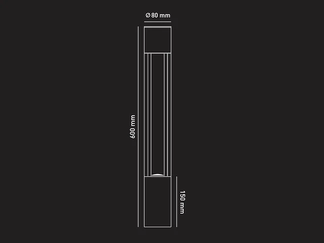 [01082] garden bollard light 60cm gu10 socket black waterproof - afbeelding 6 van  6