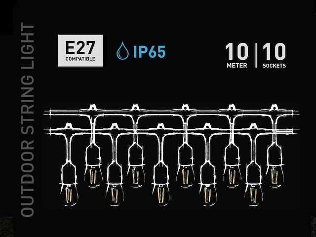 [01132] 10-meter e27 festoon string light with pendant sockets, connectable and water-resistant - afbeelding 9 van  9