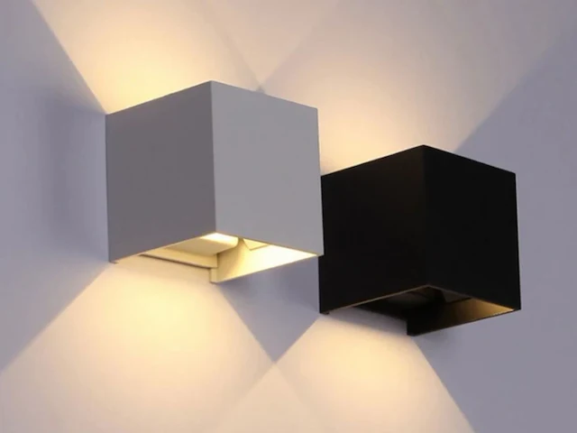 [01166] 7w led black wall lamp cube dual light adjustable waterproof - afbeelding 6 van  8