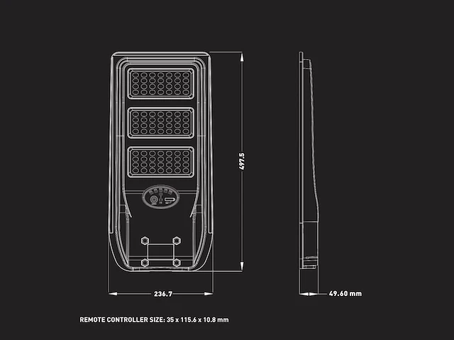 [01172] solar 3000k 1500lm led street light with remote - afbeelding 5 van  7