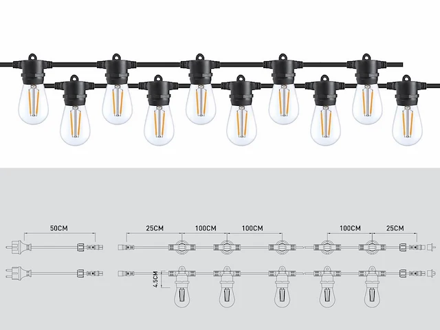 [01184] 10 m e27 festoon string light with inline sockets, connectable and water-resistant - afbeelding 5 van  5