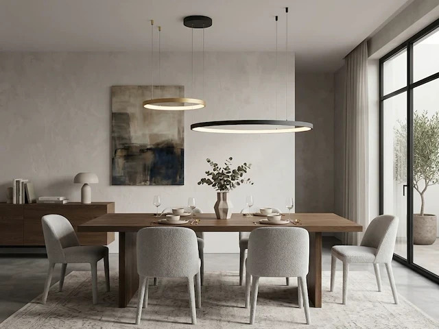 [01191] orien design pendant lamp sand black and gold 80cm&40cm duo ring 50w led cct 3 colour & 3-step dimming - afbeelding 3 van  8