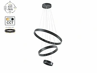 [01200] duora design pendant lamp sand black 20cm&40cm&60cm trio ring 60w led cct 3 colour & 3-step dimming - afbeelding 2 van  6