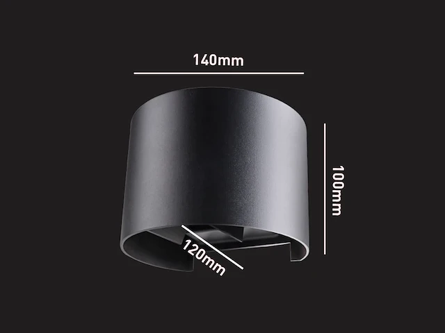 [01204] 7w led black wall lamp round dual light adjustable waterproof - afbeelding 10 van  10
