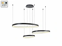 [01208p] auren design pendant lamp black 42cm&62cm&82cm trio ring 160w led cct 3 colour - afbeelding 2 van  6