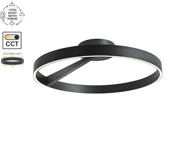 [01210p] arcao design ceiling lamp black 60cm 40w led cct 3 colour & 3 step dimming - afbeelding 1 van  7