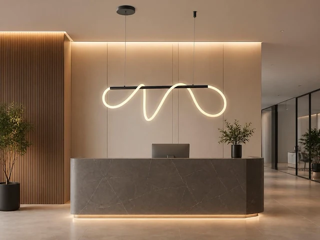 [01212] edera design pendant lamp sand black 110cm 40w led cct 3 colour & 3 step dimming - afbeelding 1 van  6