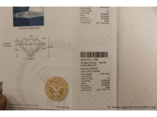 0,4 ct diamand, round brilliant, f si2, vv certificaat - afbeelding 4 van  4