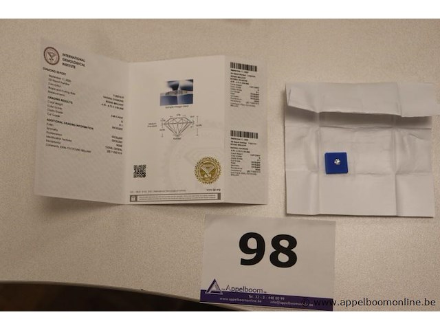 0,4 ct diamand, round brilliant, g si1, vv certificaat - afbeelding 1 van  4