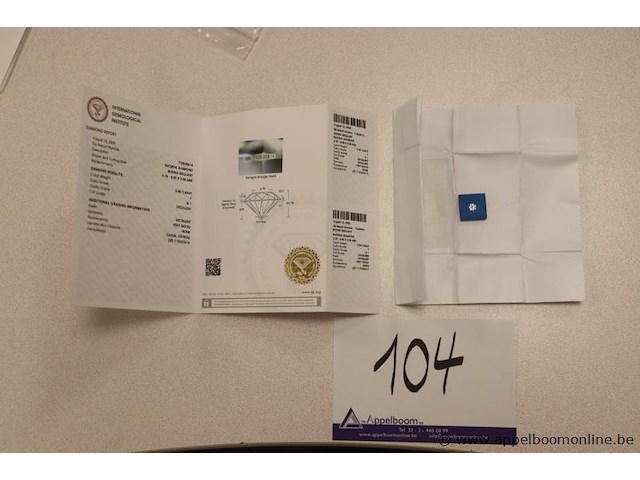 0,4ct diamand round brilliant, f si1, vv certificaat - afbeelding 1 van  4