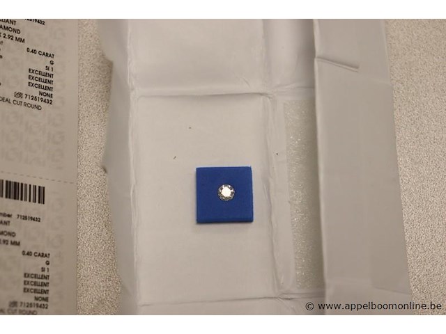 0,4ct diamand round brilliant, g si1, vv certificaat - afbeelding 2 van  4