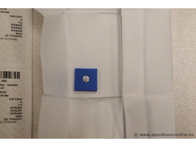 0,4ct diamand round brilliant, g si1, vv certificaat - afbeelding 2 van  4