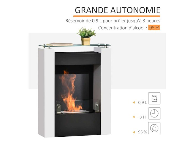 0,9l brander bioethanol open haard met gehard glazen opslagbak - afbeelding 8 van  9