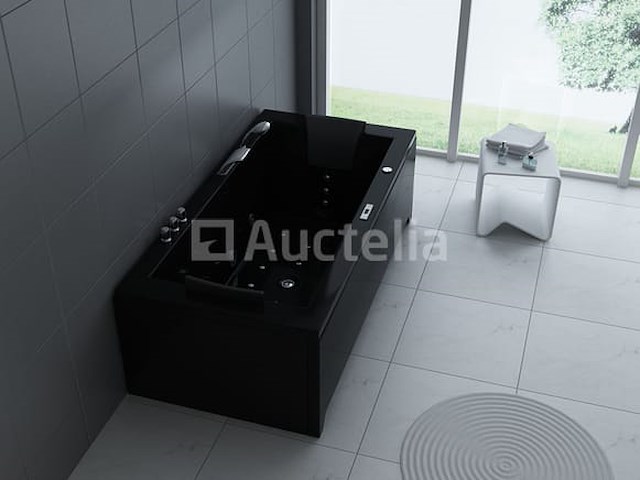 1 à 2 persoons whirlpool massagebad hoogglans zwart- half vrijstaand 183x90cm - afbeelding 1 van  4