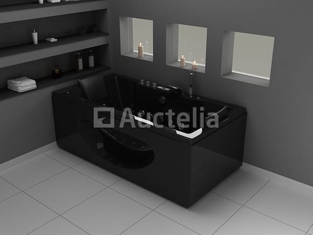 1 à 2 persoons whirlpool massagebad zwart - half vrijstaand 1800x900mm - afbeelding 2 van  3