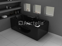 1 à 2 persoons whirlpool massagebad zwart - half vrijstaand 1800x900mm - afbeelding 2 van  3