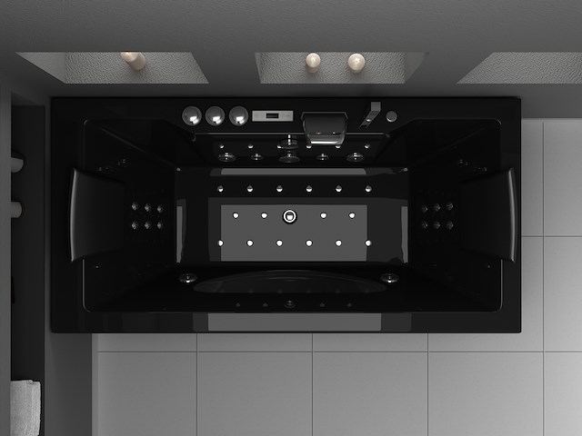 1 à 2 persoons whirlpool massagebad zwart - half vrijstaand 1800x900mm - afbeelding 2 van  3