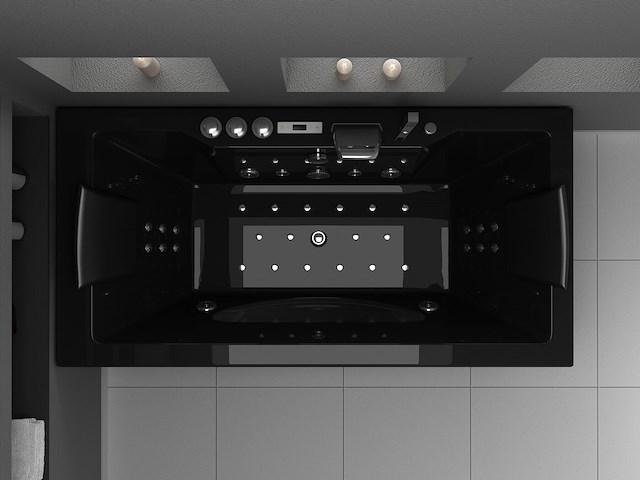 1 à 2 persoons whirlpool massagebad zwart - half vrijstaand 1800x900mm - afbeelding 2 van  3