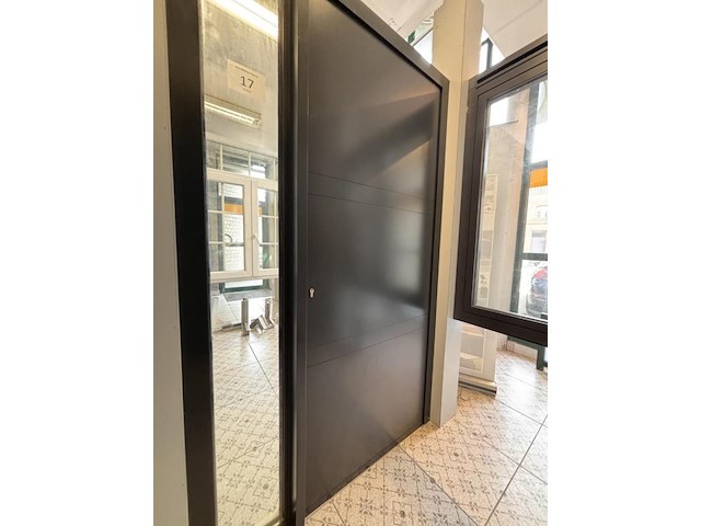 1 alu voordeur met vast paneel met glas aliplast - afbeelding 1 van  4