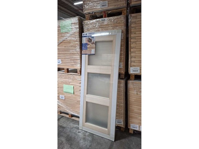 1 binnendeur – massief hout – beglaasd mat glas – 3-glasverdelingen - afbeelding 10 van  10