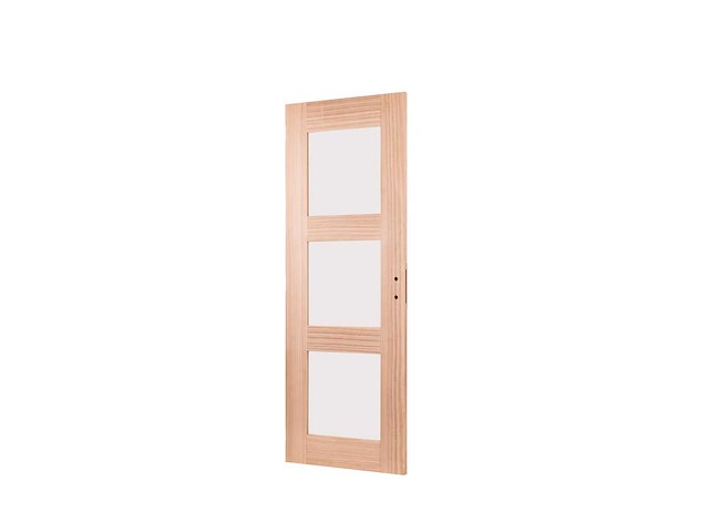 1 binnendeur – massief hout – beglaasd mat glas – 3-glasverdelingen - afbeelding 3 van  10