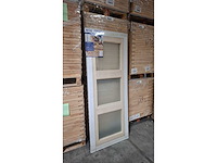 1 binnendeur – massief hout – beglaasd mat glas – 3-glasverdelingen - afbeelding 1 van  10