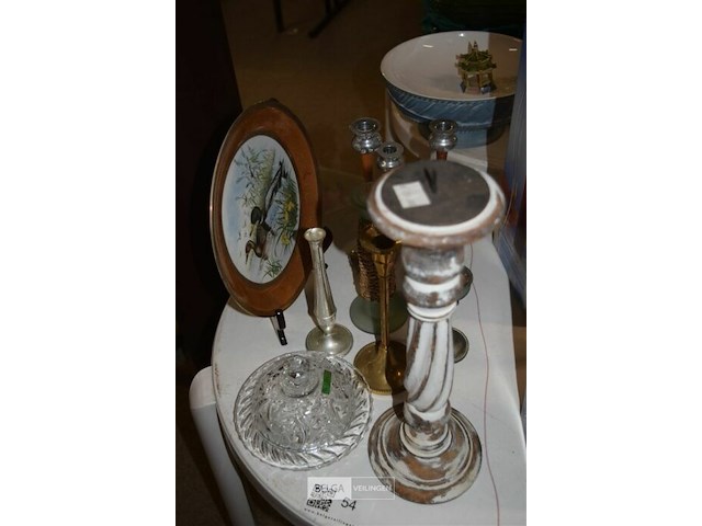 1 bord met 2 eenden , deco limonge en 9 div kandelaars - afbeelding 1 van  4