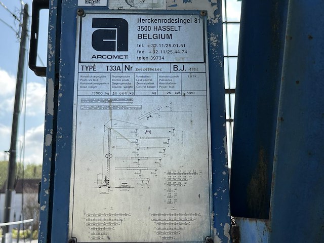1 bouwkraan arcomet type t33a - afbeelding 12 van  17