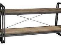 1 console rek met 2 schappen in hout en zwart ijzer - afbeelding 1 van  1