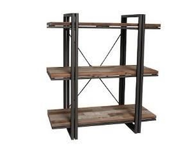 1 console rek met 3 schappen in hout en zwart ijzer - afbeelding 1 van  1