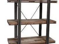 1 console rek met 3 schappen in hout en zwart ijzer - afbeelding 1 van  1