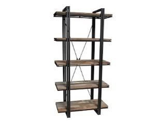 1 console rek met 5 schappen in hout met zwart ijzer - afbeelding 1 van  1