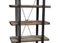 1 console rek met 5 schappen in hout met zwart ijzer - afbeelding 1 van  1