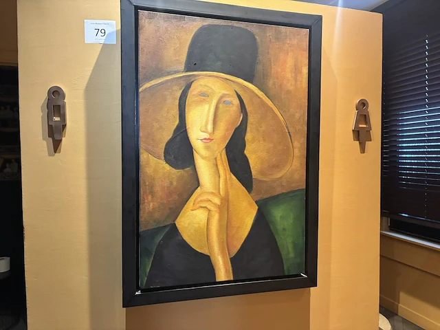 1 deco wandkader "jeanne hebuterne au grand chapeau" - afbeelding 1 van  1