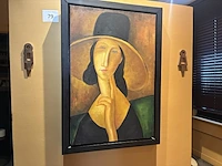 1 deco wandkader "jeanne hebuterne au grand chapeau"
