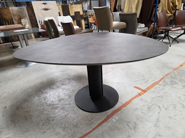 1 eetkamertafel met keramisch blad, organische vorm steely - afbeelding 1 van  5