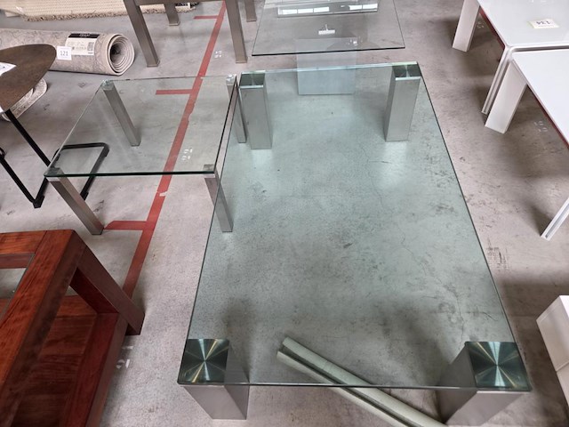 1 glazen salontafel + glazen bijzettafel - afbeelding 2 van  6