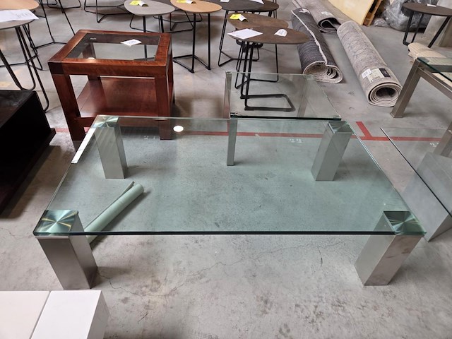 1 glazen salontafel + glazen bijzettafel - afbeelding 3 van  6