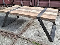 1 houten salontafel met ijzer poten - afbeelding 3 van  3