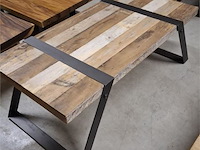 1 houten salontafel met ijzer poten - afbeelding 2 van  3